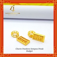 Charm Pandora Sempoa Petak Love Emas Tulen 916 | 22K Pure Gold Bead Loket Pendant Abacus Square Love