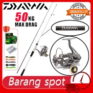 DAIWA Rod Fishing Set Combo Reel Spinning Rod Joran Pancing 1 Set Reel Spinning BC Surf Reel Jigging
