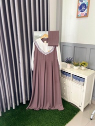 Gamis Renda nV set hijab/ gamis crinkle/gamis naura/gamis set hijablgamis noni