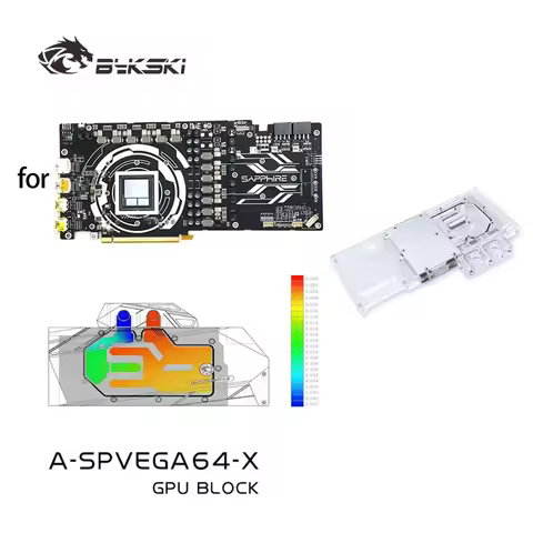 Bykski A-SPVEGA64-X Water Block for Sapphire Nitro+ Radeon RX Vega 64 8GB HBM2 (11275-03-40G) Full C