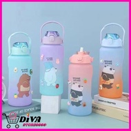 2lt DRINKING WATER BOTTLE WEBABE BEARS VIRAL AUREL 2 LITER GRADATION STICKER WITH TIME WANT SCALE BP