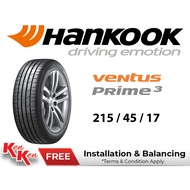 215/45/17 Hankook Prime3 K125 (with Installation)
