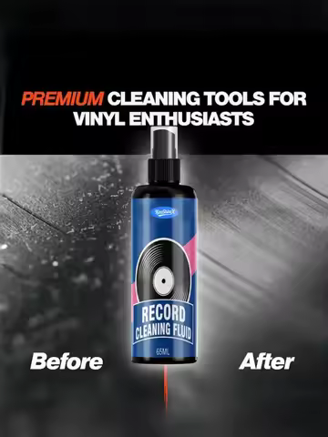 Record Cleaner Kit with 65ml/115ml Spray, Anti-Static Velvet Brush & Stylus Cleaning Tools for Safe 