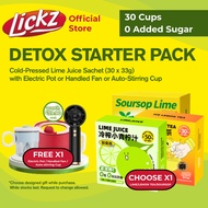 (Bundle of 30) LICKZ Cold-Pressed Lime Juice Sachets 30s – Daily Detox Cleanse | Vit C Glow | Low Ca