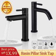 Basin Faucet SUS 304 Stainless Steel Bathroom Wash Basin Tap  Faucet Sink Pillar Water Tap Black