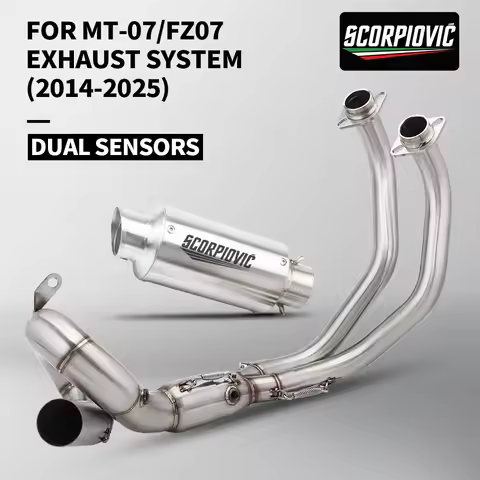 For MT-07 MT07 MT07 Front Connection Pipe with DUAL SENSORS exhaust system F02 F01
