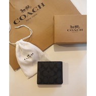 COACH COMPACT ID MEN SHORT WALLET IN SIGNATURE F74993 DOMPET LELAKI