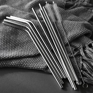 Reusable Stainless Steel Straw Metal Drinking Straws Silver Bent Straight Straws