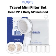 [ATOJET] Travel Mini Shower Filter Set | Showerhead + Head Filter 2P + Body Filter 5P + Pouch