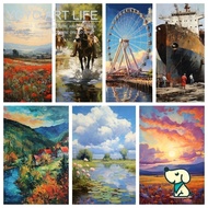 LIN P1 custom  Wall Art Paint by Number painting Landscape of heaven and earth Ferris wheel Sea of F