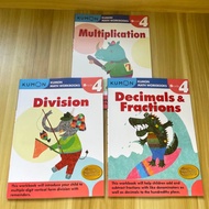 （in stock)Kumon workbooks for Grade 4 (3 books) Division/ Multiplication/Decimals & Fractions