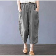 HARUKA PANTS KOREA / CELANA WANITA JUMBO PINGGANG KARET - SASHA CROP PANTS / CELANA KOREA TERBARU SA