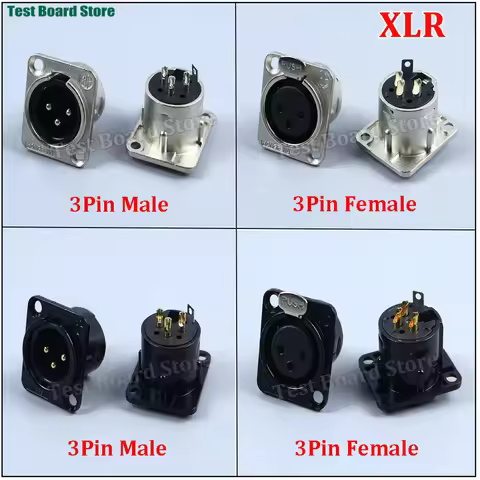 1Piece XLR 3Pin Male Female Panel Audio Microphone Jack Plug Connector Black YS145BG YS146BG Copper 