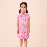 Chinese New Year Costume Baby Kids Girl Pink Purple Cheongsam Dress w White Flowers Festival Outfits