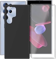 HGJTFANY Black Silicone Bumper Case for Oukitel C61 Pro + Pack of 3 Protective Films, Soft TPU Shock