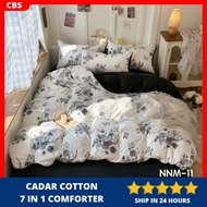 Cadar 5D 7 in 1 With Comforter Soft Cotton Fabric Black Flower Bedsheet Set With Comforter