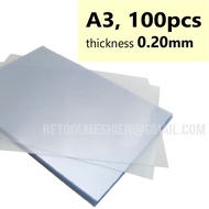 Thick Durable 100pcs A3 Plastic Sheet Cover (Thickness: 0.2mm) Rigid Sheet/Multipurpose Transparent 