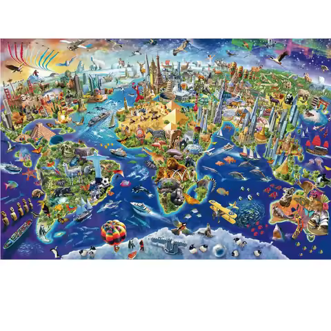 75*50cm Adult 1000 Pieces Jigsaw Puzzle World Landmark Beautiful Landscape Paintings Stress Reducing