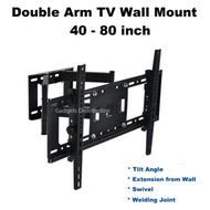 KM602 / NS-600 40 to 80 Inch Extendable Full Motion Adjustable Double Arm Tilt TV Wall Bracket Holder Mount 2993.1