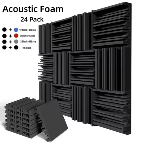 24Pcs 25x25x5cm Studio Acoustic Foam Sound Absorbing Noise Insulation Foam Sound Proofing Treatment 