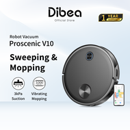 Dibea x Proscenic V10 Robot Vacuum Cleaner | 3000pa Suction | Vibrating Sweeping &amp; Mopping System | LDS Navigation | Local Warranty