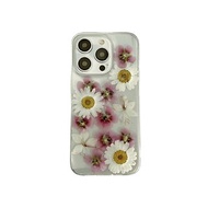 粉紅木槿 白雛菊手工押花手機殼適用於iPhone Samsung Sony LG