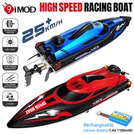 9IMOD HJ808 RC Boat 2.4G High-Speed Remote Control Racing Boat LED 370 Brushed Motor 25Km/h for Adul