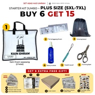IHRAM SAIZ BESAR | JUMBO SIZE - [BELI 6 DAPAT 13] Set Starter Kit Umrah Lelaki Kain Ihram Dewasa Jum