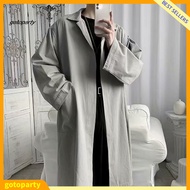 gotoparty|  Windproof Men Mid-length Coat Wrinkle-resistant Men Coat Stylish Lapel Trench Coat for M