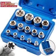 YOLANDA 14PCS/Set Hexagon Socket Nut Socket, With Storage Box 1/4" 3/8" 1/2" Wrench Head Star Socket