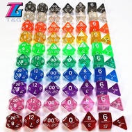 Colorful Transparent 7pc Die Set with Candy Effect Poker Game D&d D4,d6,d8,d10,d12,d20 For Rpg Dnd B