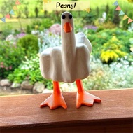 PDONY Resin Duck Figurine, Duck You Ornament Middle Finger Duck Statue, Funny Craft Sculpture Little