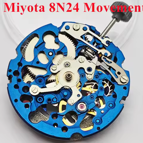 Miyota 8N24 Automatic Mechanical Movement 21600 BHP Watch Movement 21 Jewels Skeletonized Automatic 