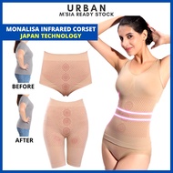 Monalisa 3In1 Set Korset Noura Girdle Bengkung Perut Buncit Wanita Slimming Bodysuit Pants Perut Sin