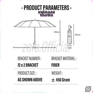 Ss-64 hj-54 [zolo] Jumbo Automatic Anti-UV Folding Umbrella 12 x 2 Frame Double Stem Bracket / Origi