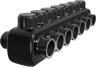 OHLECTRIC (2 Pack) Black Insulated Connector - Dual Side Entry - 7 Port - 250-6" Wire Range - 5/16 H