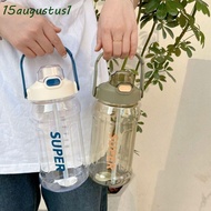 AUGUSTUS Sports Kettle with Straw, With Straw 1.3L 1.5L 2L Water Cup with Straw, Drinking Bottles Graduated Large Capacity Dustproof Fitness Water Bottle Outdoor