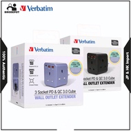 Verbatim Wall Outlet Extender Flat 3 Cube PD & QC3.0 3 Socket Cube Wall Outlet Extender