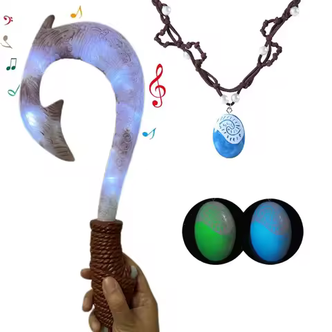 Moana Plastics Fish Hook Maui Cosplay Prop with Light Cartoon Children's Role Playing Prop Christmas