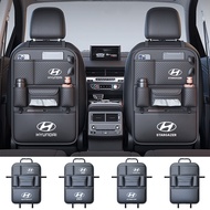 Hyundai Car leather multifunctional storage bag tissue box water cup holder seat back anti kick pad 