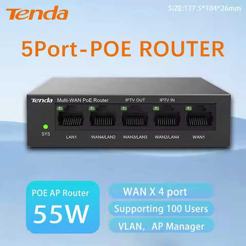 Tenda 5-port Gigabit PoE Power Supply AP Management Integrated Enterprise100/1000Mbps MESH Router We