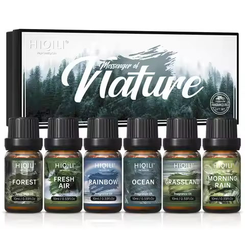 HIQILI Fragrance Oils Set-Nature Theme | TOP 6 Gift Set Use For Aromatherapy,Diffuser,Humidifier,Can