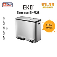 EKO Recycling Bin | Ecocasa | EK9128 | 15L+15L | Dustbin | Trash Bin | Waste Bin | Stainless Steel