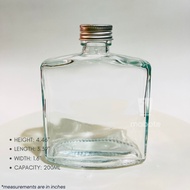 200ML Square Flat Glass Size on photo with Silver Cap Food Container