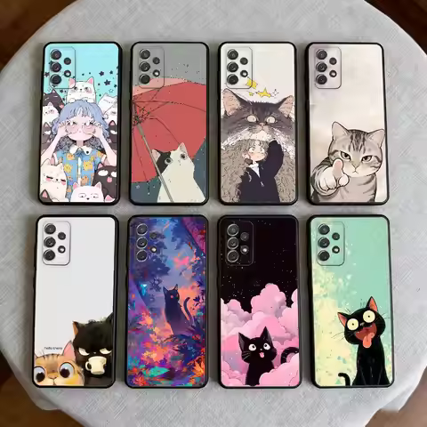 Cartoon Cat A-Art Phone Case Silicone Soft For Samsung Galaxy A73,31,32,72,41,53,52,71,22,5G,Note,J7