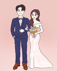 2F【婚禮似顏繪】婚紗婚禮似顏繪/情侶似顏繪/全家福似顏繪/客製