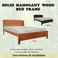 HANNA Mahogany Solid Wooden Super Single / Queen Bed Frame In Cherry &amp; Walnut Colour