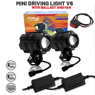 MINI DRIVING LIGHT V6  TRI-COLOR WATERPROOF MDL HIGH AND LOW BEAM 30W UNIVERSAL FOR MOTORCYCLE 2PCS