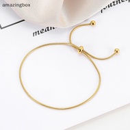 【AMPH】 Simple Design Stainless Steel Pull-out Adjustable Bracelet Snake Chain Bangle For Women Girl Best Friend Beads Jewelry Gift Hot