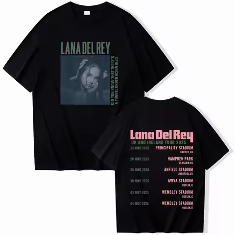 Lana Del Rey Uk And Ireland Stadium Tour 2025 Tee Shirt Man Woman Streetwear T-shirt Gift
